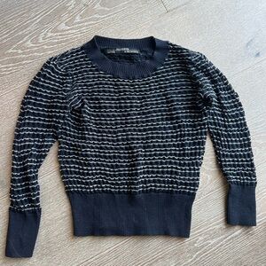 All Saints Black and Silver Crew Neck Sweater with Chunky Knit